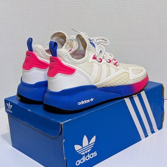 Adidas Women's ZX 2K BOOST Sneakers Shoes FY0605 White Blue Pink - Size 5.5 - Picture 3 of 8